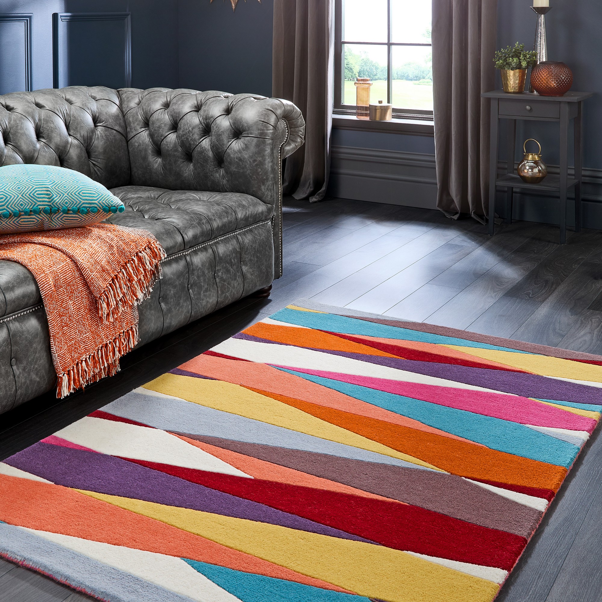 Origins Shard Brights Modern Wool Rugs In Multi